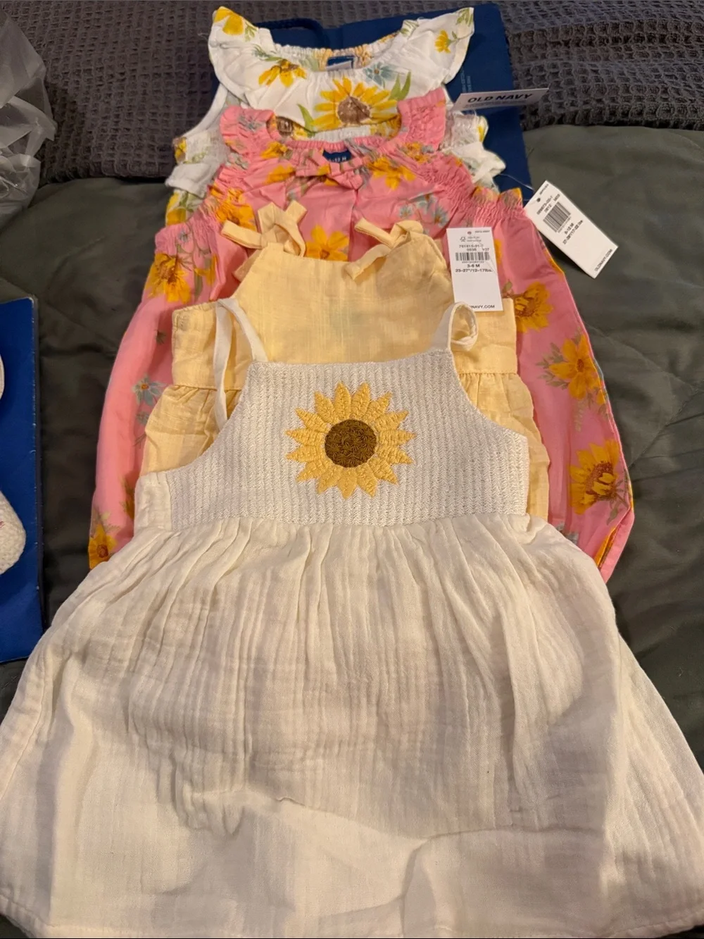 Old Navy Girls Sunflower One-Piece outfits - White, Pink, Yellow